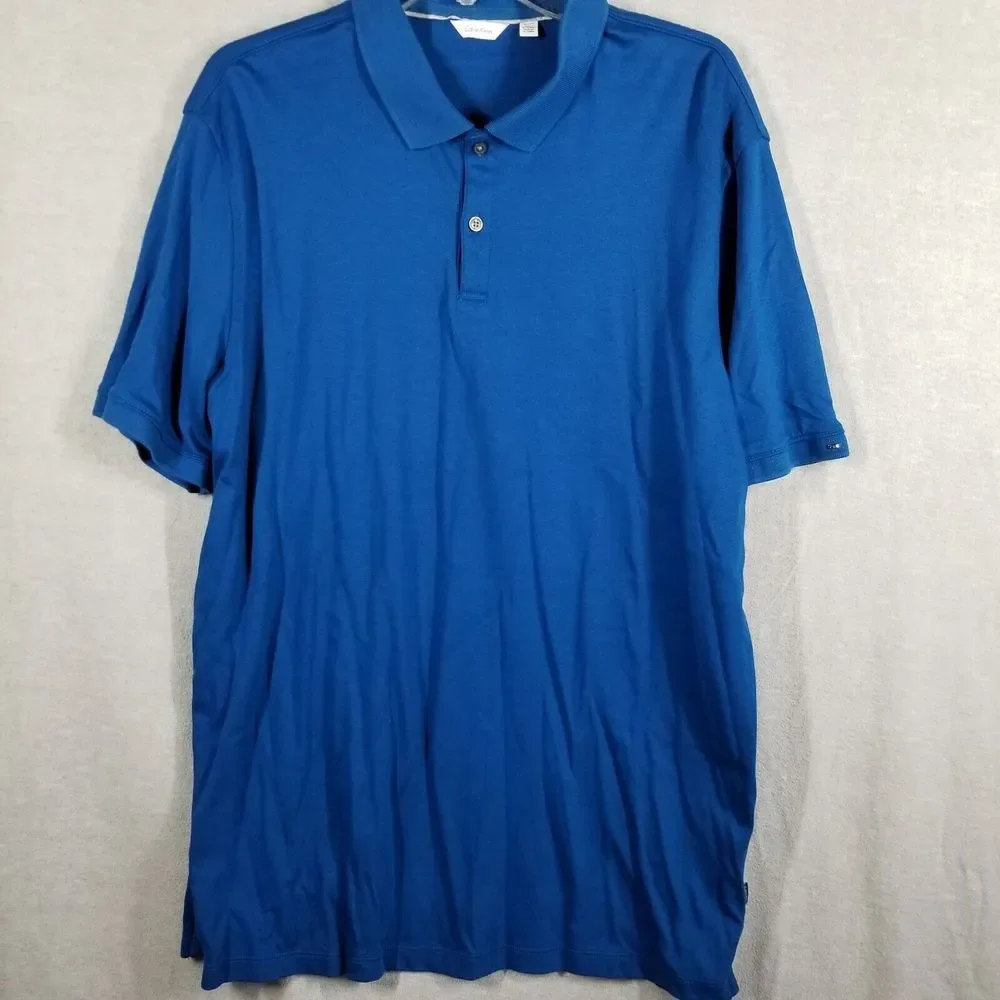 Calvin Klein Polo Shirt Men's XL Blue Logo Short Sleeve Golf‎ Rugby Casual